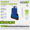 [A] (IGO-BF195) BOMBA SUMERGIBLE PARA FUENTE DE 1/6 HP MAT. PLASTICO ALT. MAX DE 8 MTS