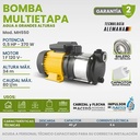 [A] (IGO-MH550) BOMBA MULTIETAPAS DE 1/2 HP ALT. DE 34 MTS CAUDAL DE 80 LTS/MIN