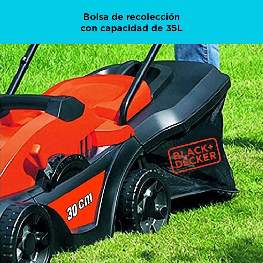 [A] (BDJ-GR3000) PODADORA ELECTRICA 1,000 W C/CUCHILLA 30cm 3 NIVELES DE CORTE C/BOLSA REC. 35l