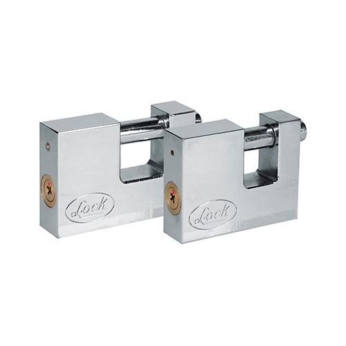 JUEGO DE CANDADOS PARA CORTINA 80 MM, CROMO SATINADO, LLAVE ESTÁNDAR, 2 PIEZAS