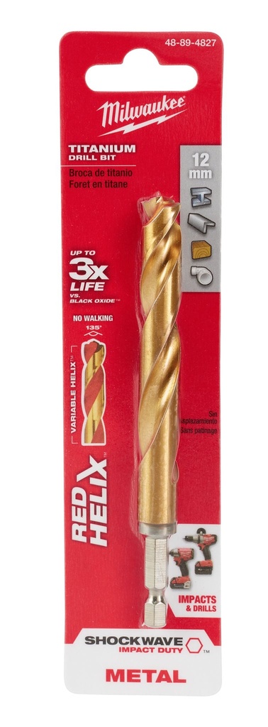 BROCAS MÉTRICAS DE TITANIO SHOCKWAVE ™ RED HELIX ™12MM