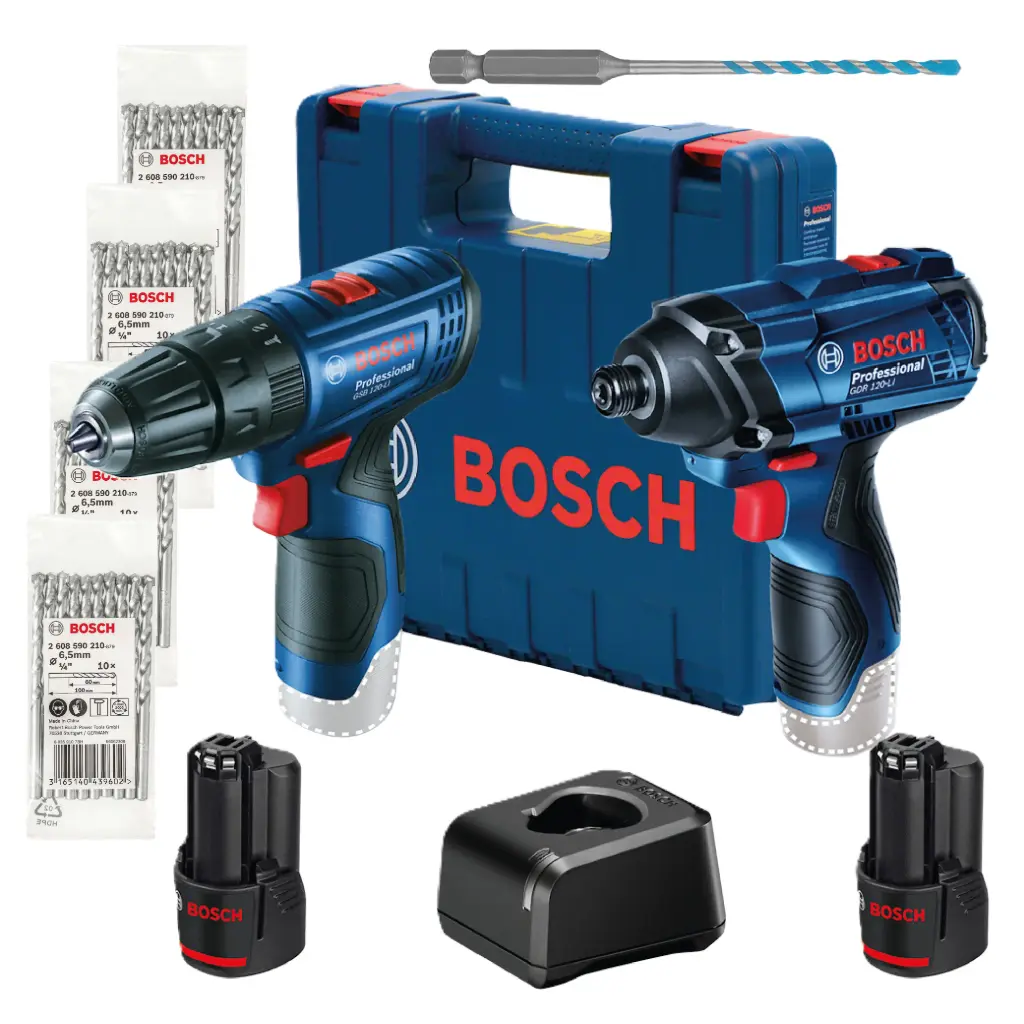 COMBO LLAVE DE IMP 12V+TAL/ATORN C/2 BAT+40 BROCAS CONCRETO + BROCA MULTIPROPOSITO