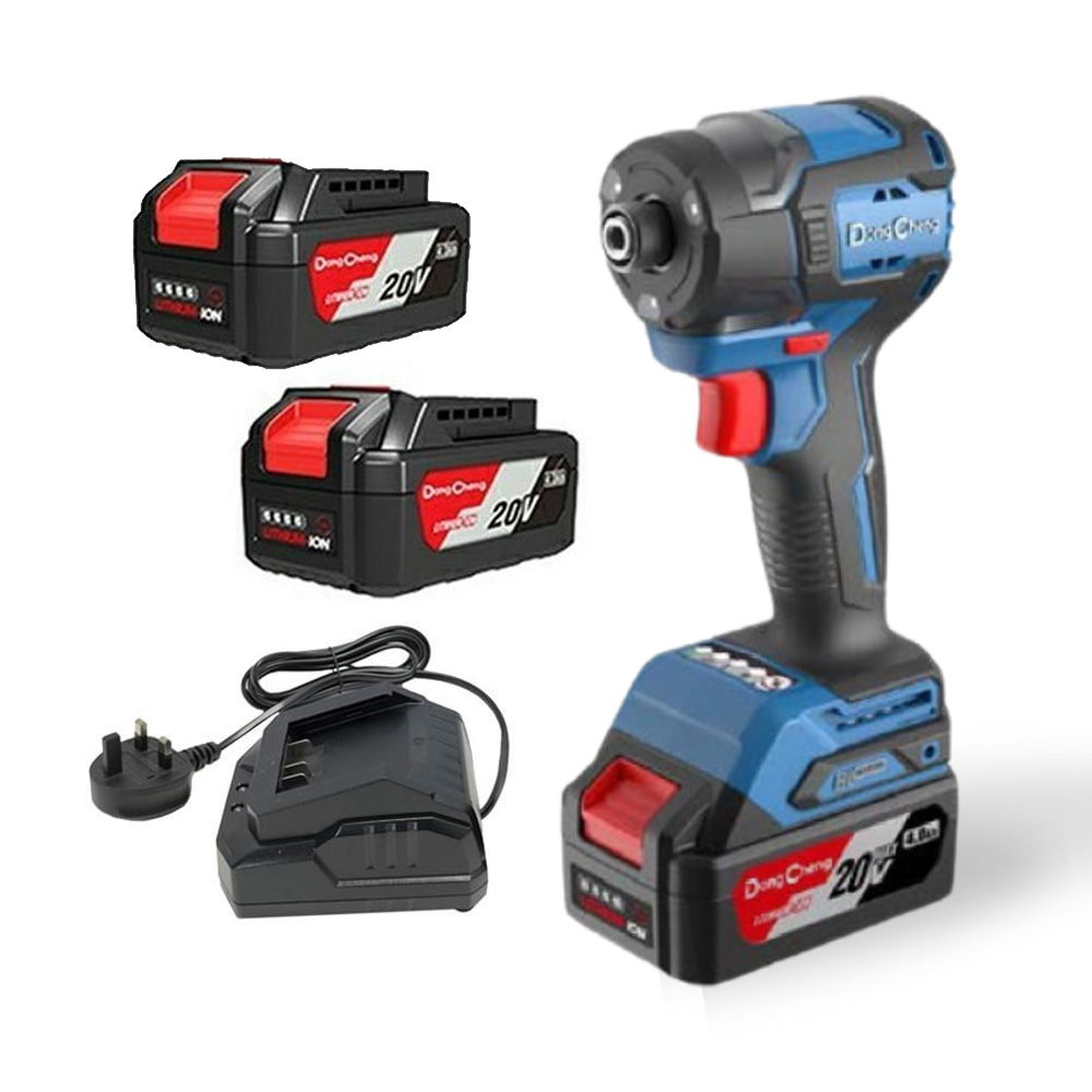 DESTORNILLADOR DE IMPACTO 1/4 SIN CARBONES 20V CON 2 BATERIAS 4 AMP, CARGADOR Y ESTUCHE