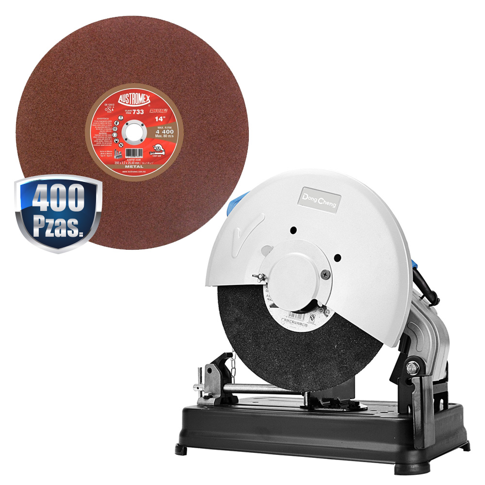 COMBO DE 400 DISCOS AUSTROMEX 733 + REGALO DE UNA CORTADORA DE METALES DONG CHENG DE 14 PULG MOD. DCH-DJG04-355S