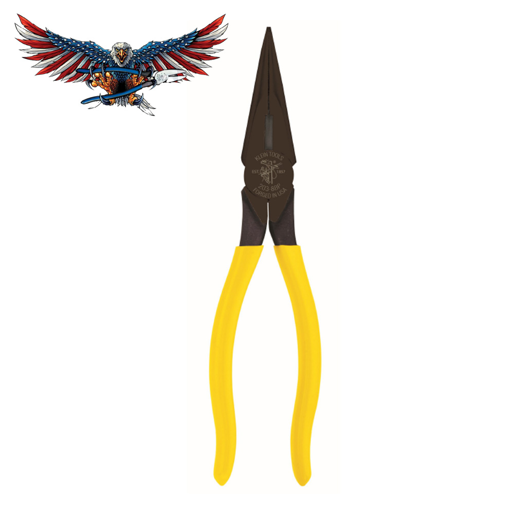 PINZA DE PUNTA CONICA DE 8 PULG. CON CORTE ACABADO PAVONADO NEGRO (EXCLUSIVO KLEIN TOOLS)