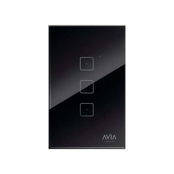 APAGADOR SMART WIFI DE 3 MODULOS SISTEMA TOUCH PLACA DE CRISTAL NEGRO