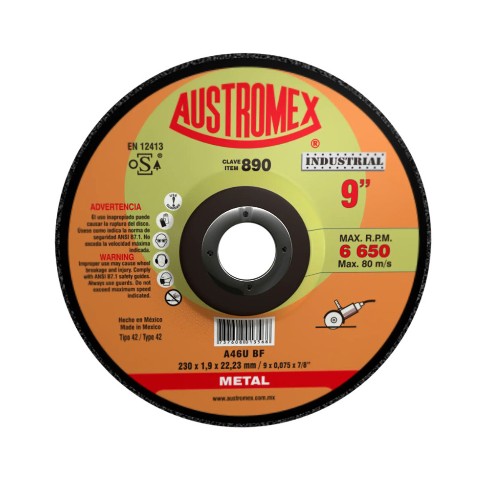 DISCO ABRASIVO DE 230X1.9X22.23MM PARA CORTE DE METAL