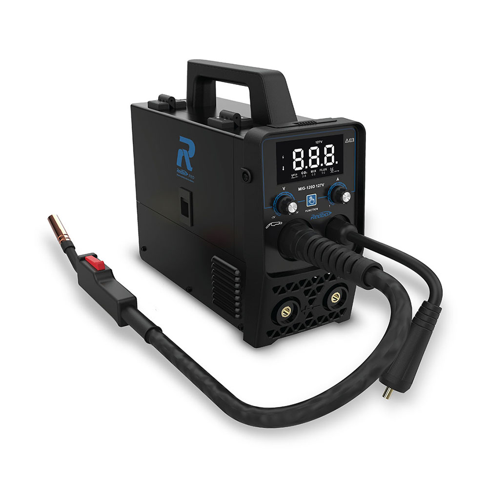 SOLDADORA INVERSOR MICROALAMBRE DE 110V 120AMPS P/FUNDIR C/GAS Y S/GAS TEC. IGBT PROCESOS MMA Y MIG (USO RUDO)