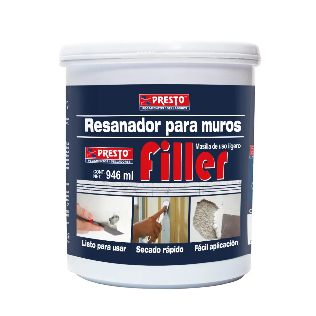 RESANADOR DE MUROS PRESTO FILLER TARRO DE 946 ML.