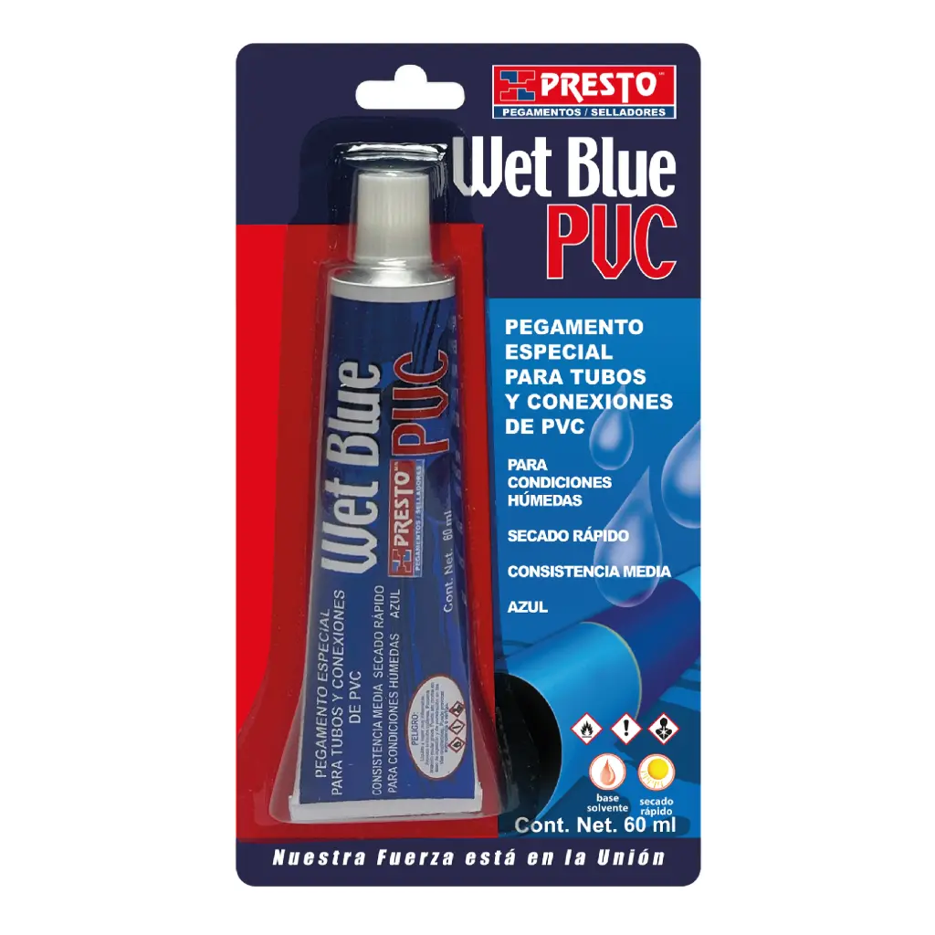 PEGAMENTO AZUL PRESTO PVC WET BLUE TUBO DE 60 ML