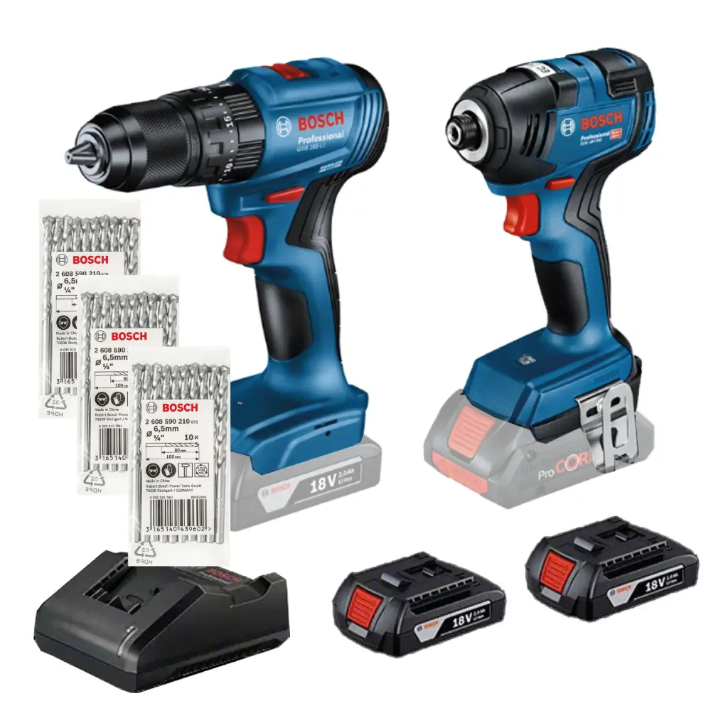 COMBO TALAD/ROTOM/DESTORN 1/2+LLAVE DE IMP 1/4 Y DESTOR 18V S/CARBONES C/2 BAT Y ESTUCHE + 30 BROCAS DE CONCRETO