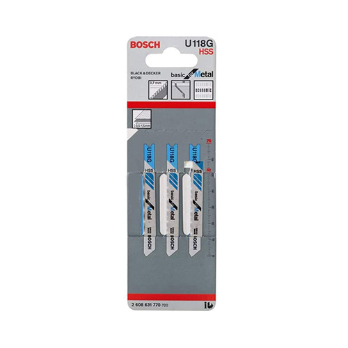 PAQUETE DE 3 SEGUETAS P/CALADORA BASICA METAL DELGADO 0.5-15mm TPI 36 BD (BOA-U118G)