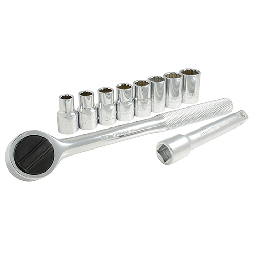 JUEGO DE DADOS Y ACCESORIOS METRICO DE 1/2 C/10 PZAS. BLISTER