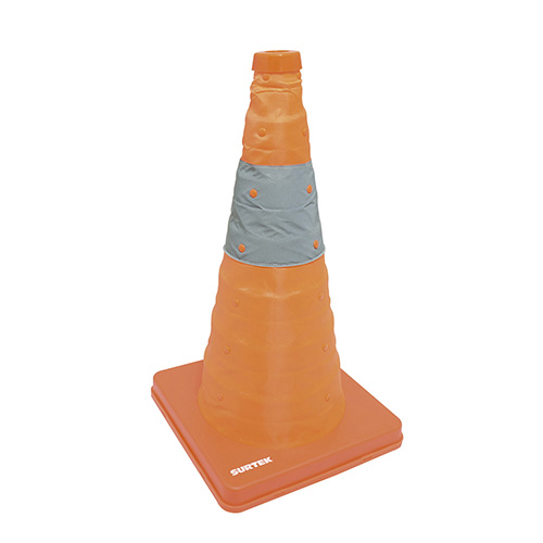 CONO DE PRECAUCION PLEGABLE C/BANDA REFLEJANTE 45 CM
