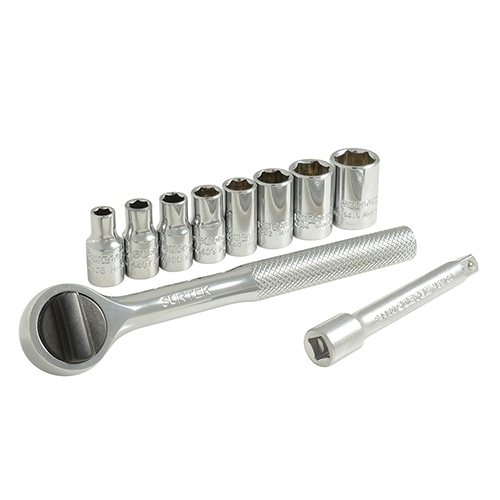 JUEGO DE DADOS Y ACCESORIOS STD DE 1/4 C/10 PZAS. BLISTER