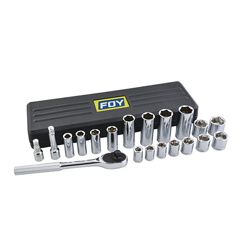 JUEGO DE DADOS Y ACCESORIOS CUADRO DE 3/8" METRICO, 20 PIEZAS