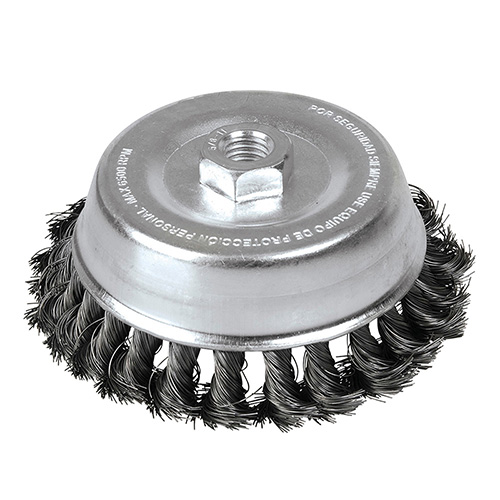 CARDA COPA TRENZADA ALAMBRE GRUESO 3" X 0.50 CON ROSCA 5/8"
