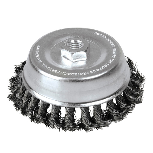 CARDA COPA TRENZADA ALAMBRE GRUESO 4" X 0.50 CON ROSCA M14