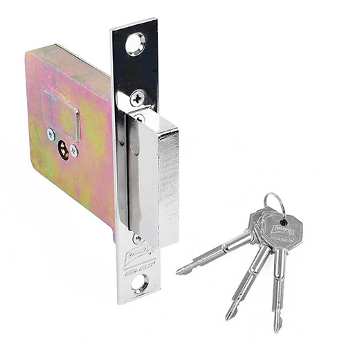 CERRADURA DE SEGURIDAD P/PUERTA PRINCIPAL PLACA TEMPLADA LATON (PHI-X1100L)