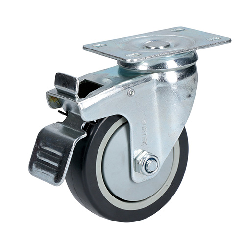 RODAJA DE POLIURETANO NEGRO GIRATORIA CON FRENO 3"