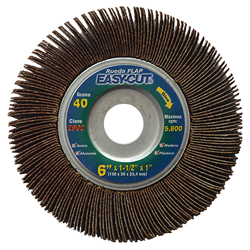 RUEDA FLAP 6 X 1 1/2 X 1 GRANO 40