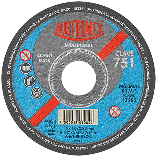 DISCO P/CORTE METAL SUPERDELGADO 4 1/2 X 3/64 X 7/8 AC. INOX. INDUSTRIAL