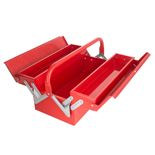 CAJA PORTAHERRAMIENTAS METALICA TIPO ACORDEON ROJA 7" X 16" X 6"