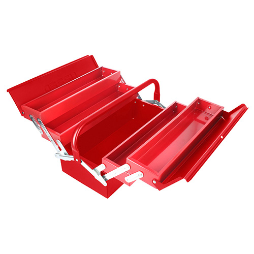 CAJA PORTAHERRAMIENTAS METALICA TIPO ACORDEON ROJA 7" X 16" X 8"