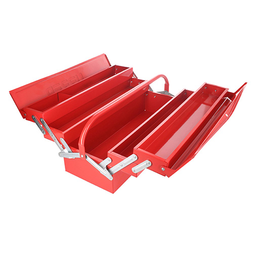 CAJA PORTAHERRAMIENTAS METALICA TIPO ACORDEON ROJA 7" X 21" X 8"