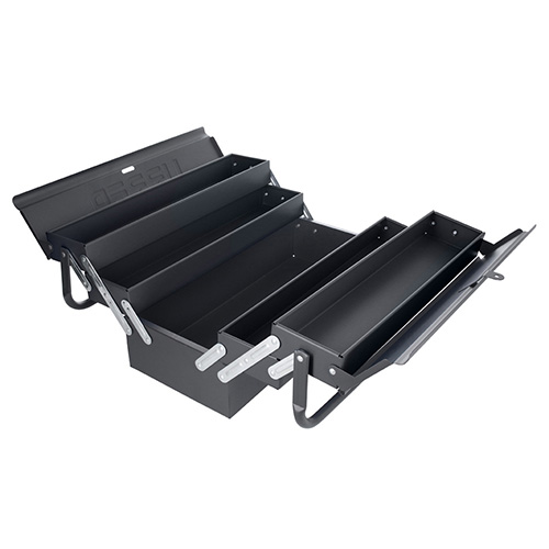 CAJA PORTAHERRAMIENTAS METALICA TIPO ACORDEON NEGRA 7" X 18" X 7"