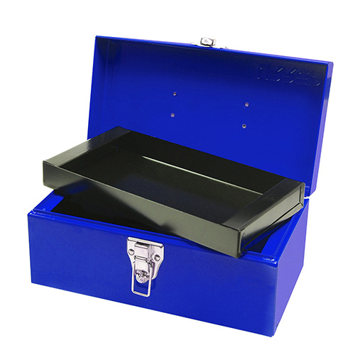 CAJA PORTAHERRAMIENTAS METALICA AZUL 11" X 6" X 5"