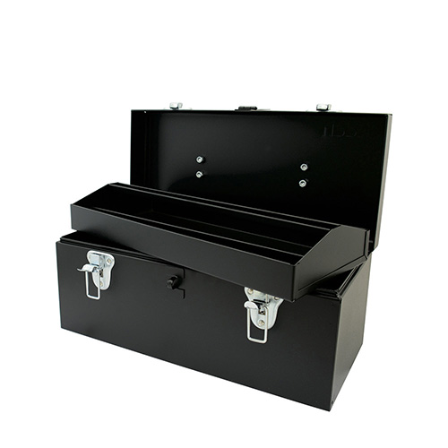 CAJA PORTAHERRAMIENTAS METALICA NEGRA 16" X 7" X 7"