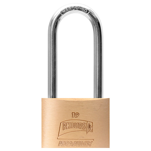 CANDADO ESBELTO GANCHO LARGO LATON (PHI-19GL)