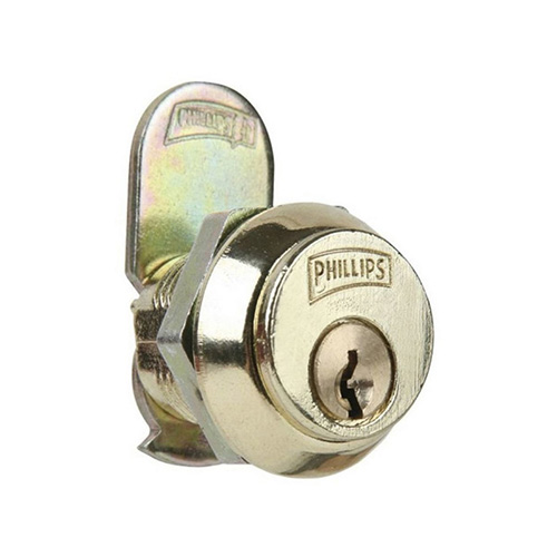 CERRADURA P/ARMARIOS Y GABINETES C/PALETA LATON 16mm (PHI-60PL)