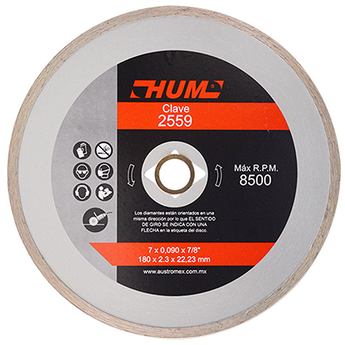 [AUS-2559] DISCO DE DIAMANTE P/USO GENERAL RIN CONT. 7 X 0.090 X 7/8 LINEA HUM