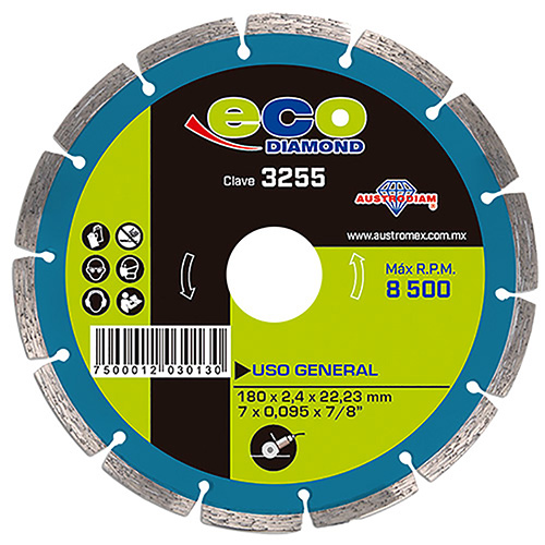[AUS-3255] DISCO DE DIAMANTE P/USO GENERAL 7 X 0.095 X 7/8 DENTADO ECODIAMOND