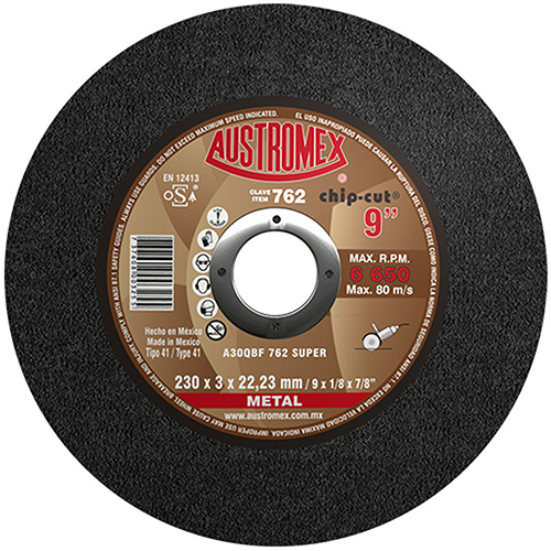 [AUS-762] DISCO P/CORTE METAL 9 X 1/8 X 7/8 (PLANO)