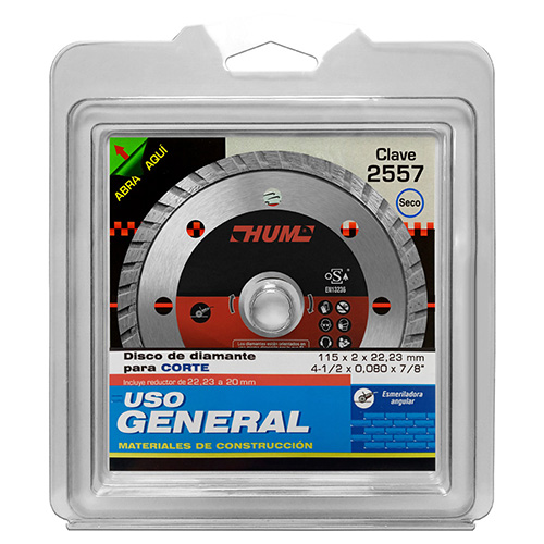 [AUS-2557] DISCO DE DIAMANTE P/USO GENERAL TURBO 4 1/2 X 0.080 X 7/8 LINEA HUM