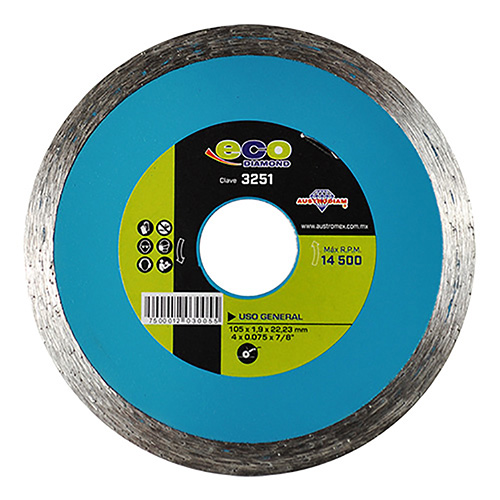 [AUS-3251] DISCO DE DIAMANTE P/USO GENERAL 4 X 0.070 X 7/8 RIN CONTINUO ECODIAMOND