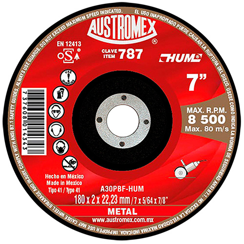[AUS-787] DISCO P/CORTE PLANO 7 X 3/32 X 7/8 AC. AL CARBON LINEA HUM