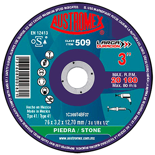 [AUS-509] DISCO P/CORTE PIEDRA 3 X 1/8 X 1/2 (PLANO)