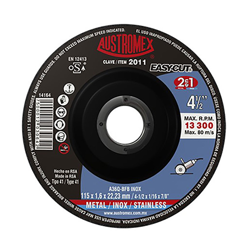 [AUS-2011] DISCO P/CORTE METAL DELGADO 4 1/2 X 1/16 X 7/8 EASY CUT LINEA 2EN1 INOX. /AC. CA