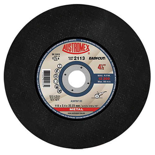 [AUS-2113] DISCO P/CORTE METAL 4 1/2 X 3/32 X 7/8 (PLANO) EASY CUT P/MINIESMERILADORA