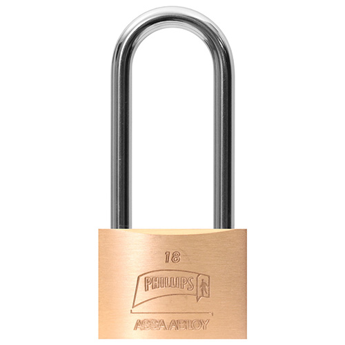 [PHI-MX242] CANDADO ESBELTO GANCHO LARGO LATON (PHI-18GL)