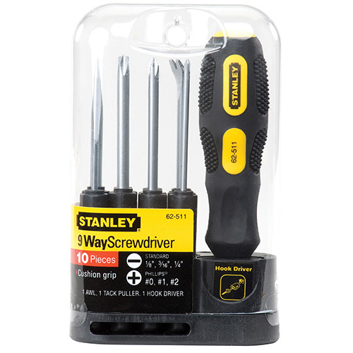 [STA-62-511] DESARMADOR INTERCAMBIABLE DE 9 PUNTAS C/ESTUCHE MANGO AHULADO