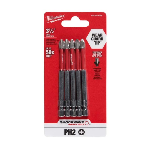 [MIA-48-32-4564] PAQUETE DE 5 PUNTAS PHILLIPS PH2 X 3-1/2