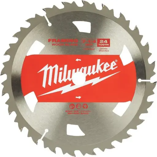[MIA-48-41-0710] HOJA PARA SIERRA CIRCULAR PARA MADERA MILWAUKEE DE 7-1/4 PULGADAS, 24 DIENTES