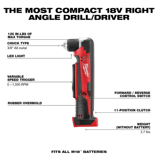 [MIL-2615-20] TALADRO PARA MADERA 3, 3/4'' ANGULAR DERECHO M18™ SOLO HERRAMIENTA