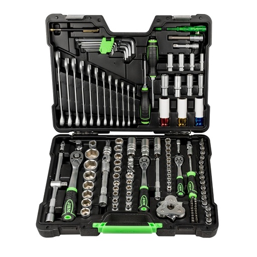 [JBM-54082] JUEGO DE MECANICO 132 PZAS DE 1/2 3/8 Y 1/4 C/12 LLAVES COMBINADAS MM DADOS CORTOS Y LARGOS MM CROMADO C/ESTUCHE