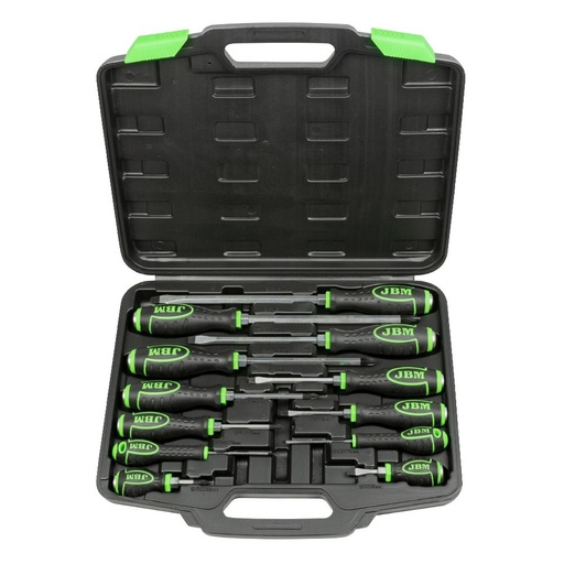 [JBM-54126] JUEGO DE DESARMADORES DE GOLPE C/PUNTA IMANTADA 12 PZAS C/ESTUCHE